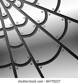 Metallic spiderweb. Vector illustration. Eps10