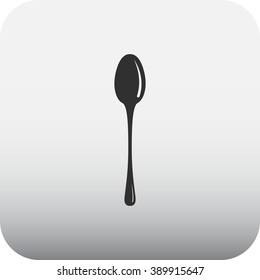 Metallic spoon saucer simple icon on square   background