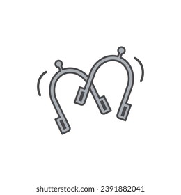 A metallic spurs with rowel. Western style horse riding accessory. Vector colored flat icon isolated on white background.