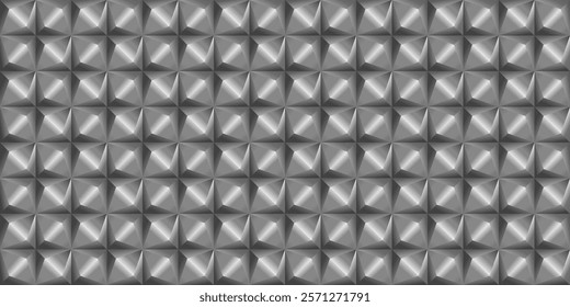 Metallic square shiny sharp seamless pattern. 3d vector background