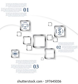 Metallic squares infographic design. Vector backdrop