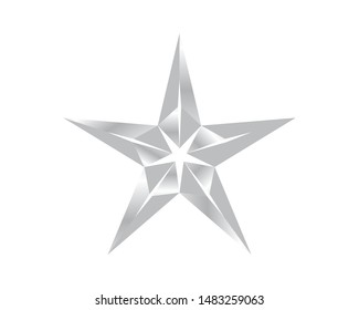 Metallic Star Vector Isolated in White