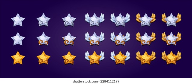 Metallic stars badges collection. High quality illustrations. Perfect for games.