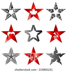 The Metallic stars original vector collection on white background. Company logo template, corporate identity