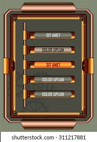 Metallic steampunk style menu vector illustration