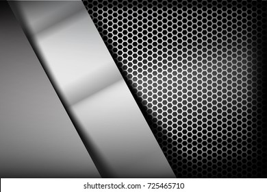 Metallic steel and honeycomb element background texture vector illustration