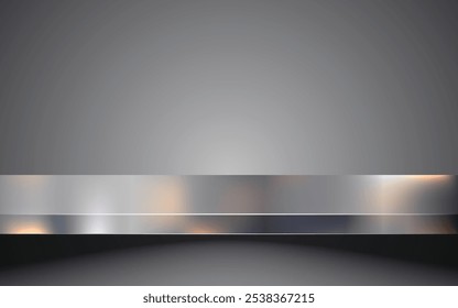 Texture de surface de dessus de table ou de comptoir en acier métallique réaliste avec arrière-plan abstrait réfléchissant. Texture brossée, chrome, acier, aluminium pour les concepts de design, impressions, affiches, fonds d'écran. Image vectorielle

