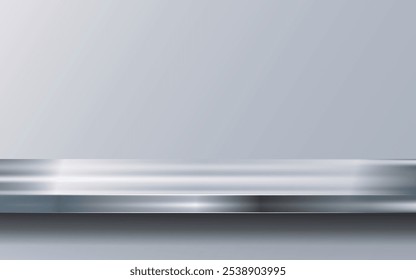 Mesa de acero metálico o textura de la superficie de la encimera realista con fondo abstracto de reflexión. Textura cepillada, cromo, acero, aluminio para conceptos de diseño, impresiones, carteles, Fondos de pantalla. Vector
