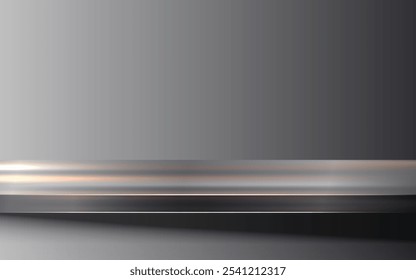 Mesa de acero metálico o textura de la superficie de la encimera realista con fondo abstracto de reflexión. Textura cepillada, cromo, acero, aluminio para conceptos de diseño, impresiones, carteles, Fondos de pantalla. Vector
