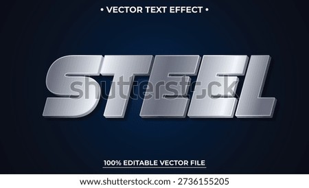 Metallic steel text effect, editable shiny and elegant text style