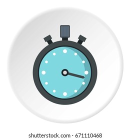 Metallic stopwatch icon in flat circle isolated vector illustration for web