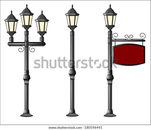 Metallic Street Lamppost Wooden Board Your Stock Vector (Royalty Free ...