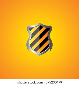 metallic striped shield