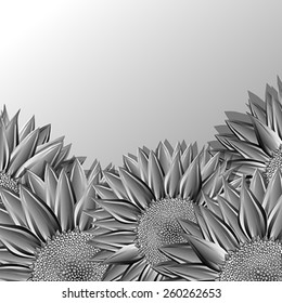 Metallic sunflowers icon for design