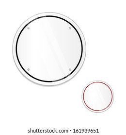Metallic tablet attached with screws. Blank banner background