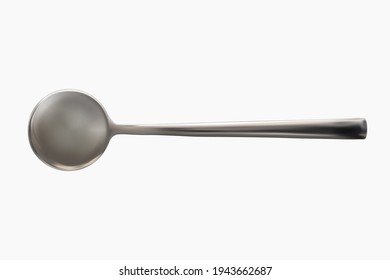 Ilustración del vector 3d realista de cucharadita metálica aislada en fondo blanco, vista superior
