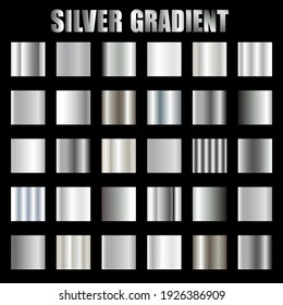 Metallic Texture Silver Gradient Set  Vector
