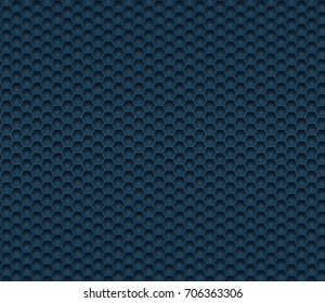 Metallic Textured Seamless Pattern, Abstract background with Hexagons shapes in blue color, Vector design element with geometric shapes