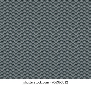 Metallic Textured Seamless Pattern, Abstract background with Hexagons shapes in gray color, Vector design element with geometric shapes