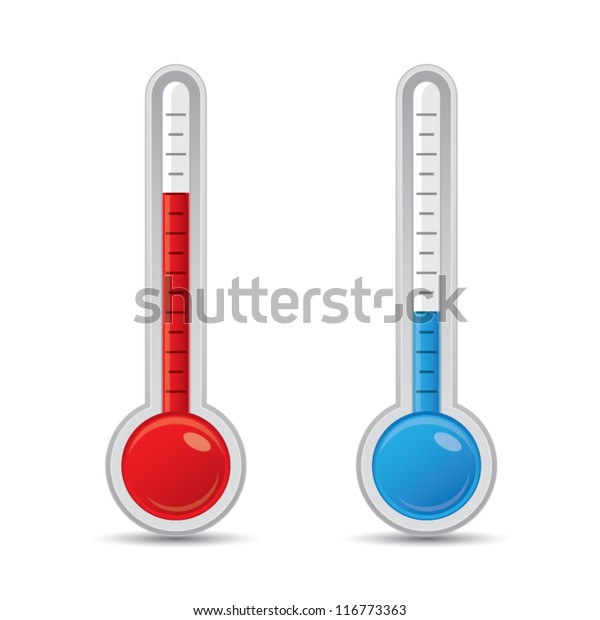 熱と冷間を測定するスケール付き金属温度計 ベクターイラスト のベクター画像素材 ロイヤリティフリー
