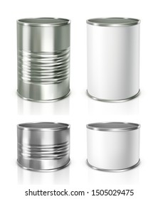 Metallic Tin Cans. Vector illustration