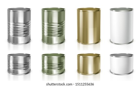 Metallic Tin Cans. Vector illustration