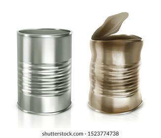 Metallic Tin Cans. Vector illustration