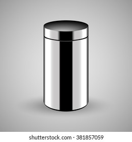 Metallic trash bin icon. Vector eps 10 