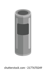 Metallic trash bin. Simple flat illustration.
