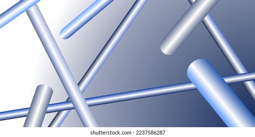 Metallic tubes are scattered. Metallic sheen, gradient. Abstract background, wallpaper. Vector