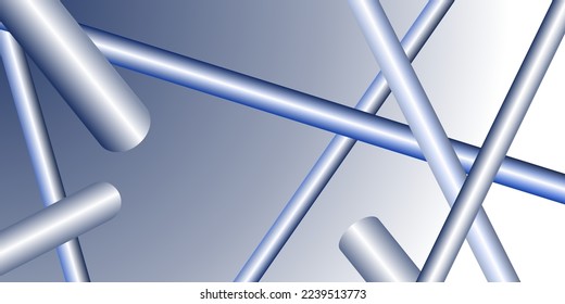 Metallic tubes are scattered. Metallic sheen, gradient. Abstract background, wallpaper. Vector