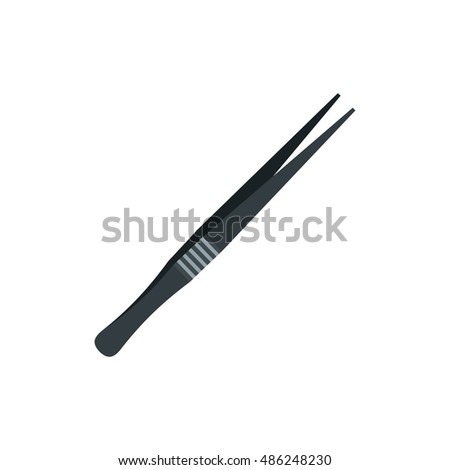 Metallic tweezers icon in flat style on a white background vector illustration ストックフォト © 
