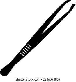 Metallic tweezers icon on white background. realistic metal eyebrow tweezers sign. eyebrow tweezers symbol. flat style.