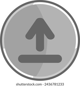 Metallisches Upload-Symbol. Graues Upload-Symbol.