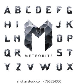 Metallic vector font. Uppercase.