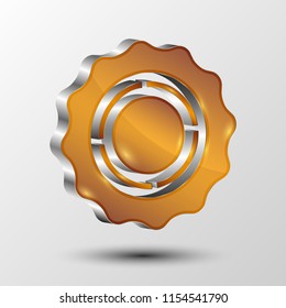 metallic vector gear icon for web design