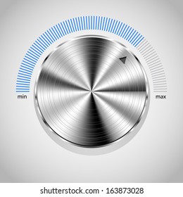 Metallic volume knob.