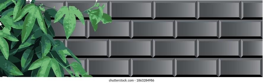 Metallische Wand mit Kletterpflanze, Vektorgrafik für Poster, Website-Design, Banner und Hintergrund. Die beste Verwendung wäre als Banner für Innenarchitektur Unternehmen oder Websites.