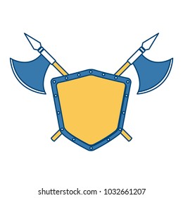 Metallic warrior shield with axes