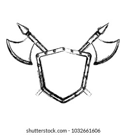 Metallic warrior shield with axes