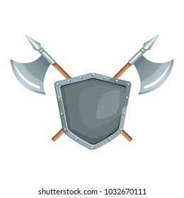 Metallic warrior shield with axes