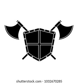 Metallic warrior shield with axes