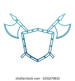 Metallic warrior shield with axes