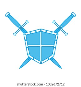 Metallic warrior shield with swords
