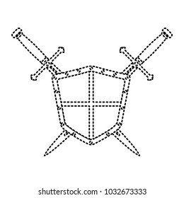 Metallic warrior shield with swords