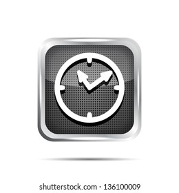 metallic watch icon on a white background