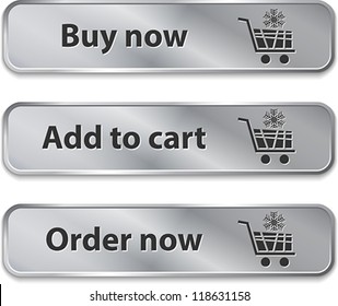 Metallic web elements/buttons for Christmas online shopping. Vector Illustration