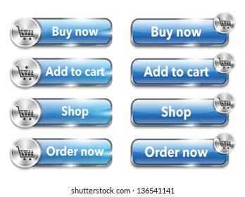 Metallic web elements/buttons for online shopping. Vector Illustration