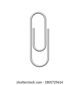 Metallic wire paper clip fastener. School and office supplies collection. Flat vector illustration isolated on white background 