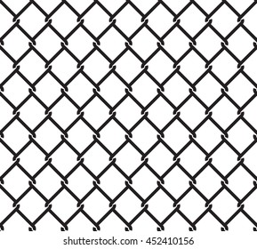 Metallic wired fence seamless pattern. Steel wire mesh isolated on white background. Vector illustration in EPS8 format. Pattern swatch included.